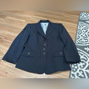 Tahari Navy Blazer Button Down Front Business Causal Size 4